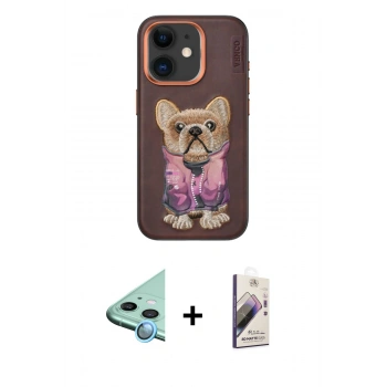 MARSİLYAN™- iPhone 11 Kılıf İz Minimal Koleksiyonu - Siyah Bilvis 3D Mat Cam Ekran Koruyucu + Raze Metal Kamera Lens - MI