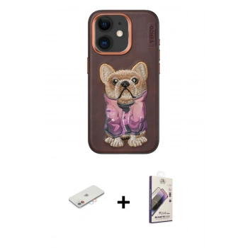 MARSİLYAN™- iPhone 11 Kılıf İz Minimal Koleksiyonu - Siyah Bilvis 3D Mat Cam Ekran Koruyucu + Renkli Kamera Lens Koruma Cam - PE