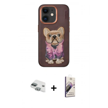 MARSİLYAN™- iPhone 11 Kılıf İz Minimal Koleksiyonu - Siyah Bilvis 3D Mat Cam Ekran Koruyucu + Pers Alüminyum Kamera Lens - YL