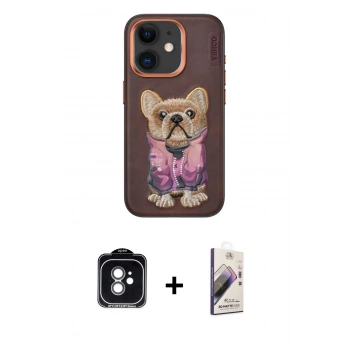 MARSİLYAN™- iPhone 11 Kılıf İz Minimal Koleksiyonu - Siyah Bilvis 3D Mat Cam Ekran Koruyucu + PVD Metal Kamera Lens - YL