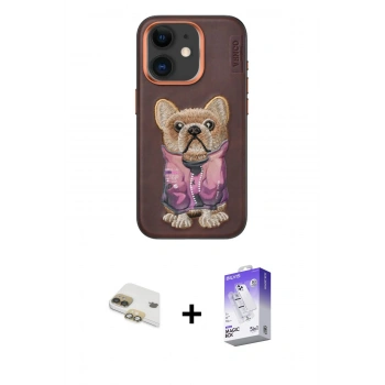 MARSİLYAN™- iPhone 11 Kılıf İz Minimal Koleksiyonu - Siyah Bilvis 5in1 3D Magic Cam Ekran Koruyucu + Pers Alüminyum Kamera Lens - GD