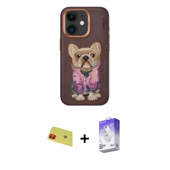 MARSİLYAN™- iPhone 11 Kılıf İz Minimal Koleksiyonu - Siyah Bilvis 5in1 3D Magic Cam Ekran Koruyucu + Rainbow Kamera Lens Koruma Cam - KI