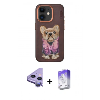 MARSİLYAN™- iPhone 11 Kılıf İz Minimal Koleksiyonu - Siyah Bilvis 5in1 3D Magic Cam Ekran Koruyucu + Raze Metal Kamera Lens - MR