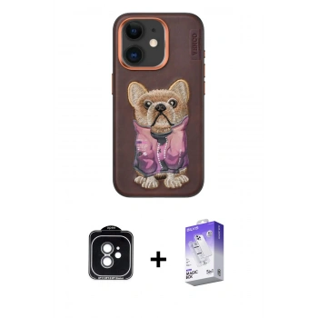 MARSİLYAN™- iPhone 11 Kılıf İz Minimal Koleksiyonu - Siyah Bilvis 5in1 3D Magic Cam Ekran Koruyucu + PVD Metal Kamera Lens - YL