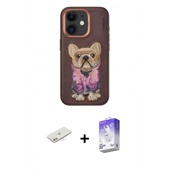 MARSİLYAN™- iPhone 11 Kılıf İz Minimal Koleksiyonu - Siyah Bilvis 5in1 3D Magic Cam Ekran Koruyucu + Renkli Kamera Lens Koruma Cam - YL