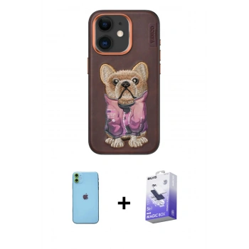 MARSİLYAN™- iPhone 11 Kılıf İz Minimal Koleksiyonu - Siyah Bilvis 5in1 5D Magic Hayalet Cam Ekran Koruyucu + Neon Fosforlu Kamera Lens - YL