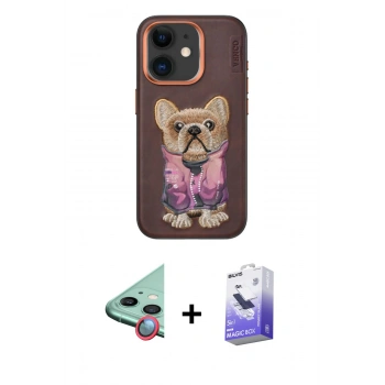 MARSİLYAN™- iPhone 11 Kılıf İz Minimal Koleksiyonu - Siyah Bilvis 5in1 5D Magic Hayalet Cam Ekran Koruyucu + Raze Metal Kamera Lens - KI
