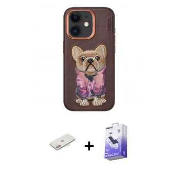 MARSİLYAN™- iPhone 11 Kılıf İz Minimal Koleksiyonu - Siyah Bilvis 5in1 5D Magic Hayalet Cam Ekran Koruyucu + Renkli Kamera Lens Koruma Cam - PE