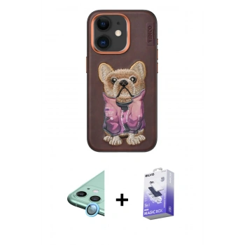 MARSİLYAN™- iPhone 11 Kılıf İz Minimal Koleksiyonu - Siyah Bilvis 5in1 5D Magic Hayalet Cam Ekran Koruyucu + Raze Metal Kamera Lens - MI
