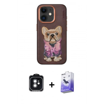 MARSİLYAN™- iPhone 11 Kılıf İz Minimal Koleksiyonu - Siyah Bilvis 5in1 5D Magic Hayalet Cam Ekran Koruyucu + PVD Metal Kamera Lens - SH