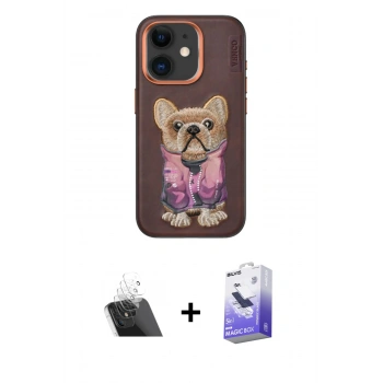MARSİLYAN™- iPhone 11 Kılıf İz Minimal Koleksiyonu - Siyah Bilvis 5in1 5D Magic Hayalet Cam Ekran Koruyucu + Kamera Lens Koruma Cam - SF