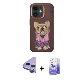 MARSİLYAN™- iPhone 11 Kılıf İz Minimal Koleksiyonu - Siyah Bilvis 5in1 5D Magic Hayalet Cam Ekran Koruyucu + Raze Metal Kamera Lens - MR