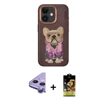 MARSİLYAN™- iPhone 11 Kılıf İz Minimal Koleksiyonu - Siyah Buffer Cam Ekran Koruyucu + Raze Metal Kamera Lens - MR
