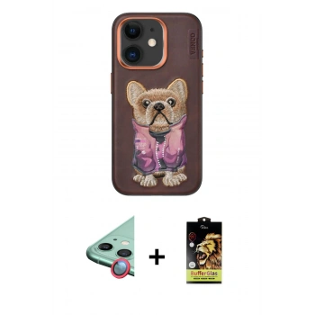 MARSİLYAN™- iPhone 11 Kılıf İz Minimal Koleksiyonu - Siyah Buffer Cam Ekran Koruyucu + Raze Metal Kamera Lens - KI