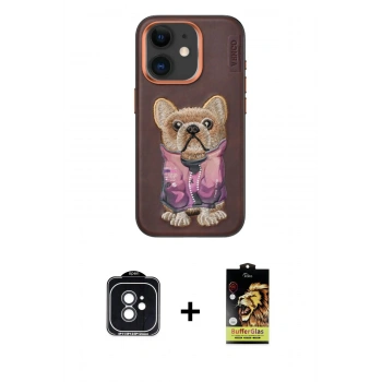 MARSİLYAN™- iPhone 11 Kılıf İz Minimal Koleksiyonu - Siyah Buffer Cam Ekran Koruyucu + PVD Metal Kamera Lens - SH