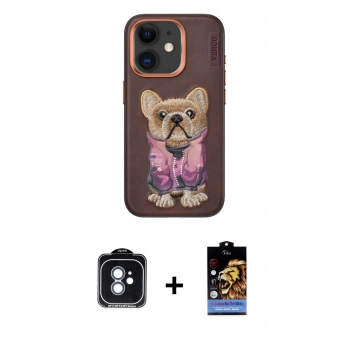 MARSİLYAN™- iPhone 11 Kılıf İz Minimal Koleksiyonu - Siyah Buffer Hayalet Cam Ekran Koruyucu + PVD Metal Kamera Lens - MI