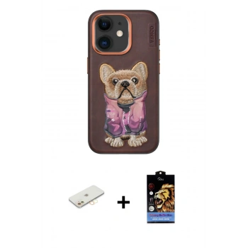 MARSİLYAN™- iPhone 11 Kılıf İz Minimal Koleksiyonu - Siyah Buffer Hayalet Cam Ekran Koruyucu + Renkli Kamera Lens Koruma Cam - SI