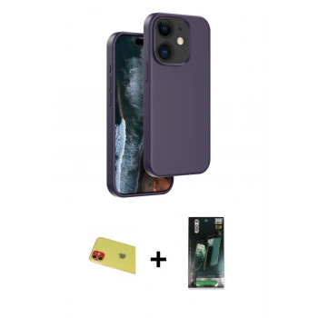 MARSİLYAN™- iPhone 11 Kılıf Kıvılcım Çizgi Serisi - Şeffaf 360 Full Body Arka Koruyucu + Rainbow Kamera Lens Koruma Cam - KI