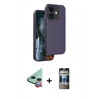 MARSİLYAN™- iPhone 11 Kılıf Kıvılcım Çizgi Serisi - Siyah 34D Hayalet Izgaralı Cam + Raze Metal Kamera Lens - KI