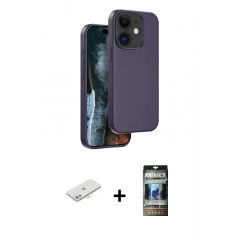 MARSİLYAN™- iPhone 11 Kılıf Kıvılcım Çizgi Serisi - Siyah 34D Hayalet Izgaralı Cam + Renkli Kamera Lens Koruma Cam - SI