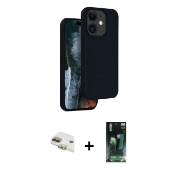 MARSİLYAN™- iPhone 11 Kılıf Kıvılcım Çizgi Serisi - Siyah 360 Mat Full Body Arka Koruyucu + Pers Alüminyum Kamera Lens - GD