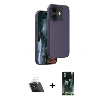 MARSİLYAN™- iPhone 11 Kılıf Kıvılcım Çizgi Serisi - Siyah 360 Mat Full Body Arka Koruyucu + Kamera Lens Koruma Cam - SF