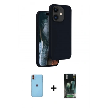MARSİLYAN™- iPhone 11 Kılıf Kıvılcım Çizgi Serisi - Siyah 360 Mat Full Body Arka Koruyucu + Neon Fosforlu Kamera Lens - TU