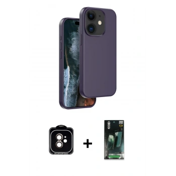 MARSİLYAN™- iPhone 11 Kılıf Kıvılcım Çizgi Serisi - Siyah 360 Mat Full Body Arka Koruyucu + PVD Metal Kamera Lens - TU