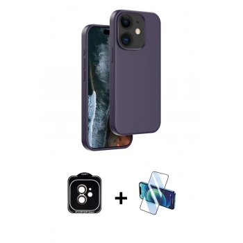 MARSİLYAN™- iPhone 11 Kılıf Kıvılcım Çizgi Serisi - Siyah 3D Antistatik Cam Ekran Koruyucu + PVD Metal Kamera Lens - TU
