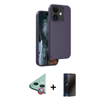 MARSİLYAN™- iPhone 11 Kılıf Kıvılcım Çizgi Serisi - Siyah 3D Antistatik Hayalet Cam Ekran Koruyucu + Raze Metal Kamera Lens - KI