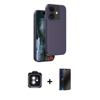MARSİLYAN™- iPhone 11 Kılıf Kıvılcım Çizgi Serisi - Siyah 3D Antistatik Hayalet Cam Ekran Koruyucu + PVD Metal Kamera Lens - MI