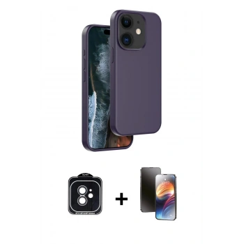 MARSİLYAN™- iPhone 11 Kılıf Kıvılcım Çizgi Serisi - Siyah 3D Antistatik Mat Seramik Nano Ekran Koruyucu + PVD Metal Kamera Lens - SH