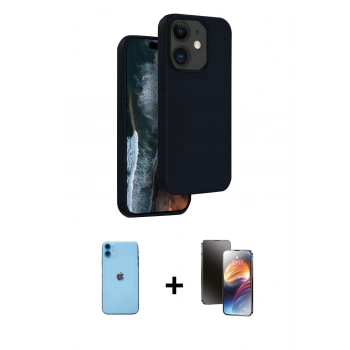 MARSİLYAN™- iPhone 11 Kılıf Kıvılcım Çizgi Serisi - Siyah 3D Antistatik Mat Seramik Nano Ekran Koruyucu + Neon Fosforlu Kamera Lens - MI