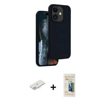 MARSİLYAN™- iPhone 11 Kılıf Kıvılcım Çizgi Serisi - Siyah 6D Mat Seramik Hayalet Nano Ekran Koruyucu + Renkli Kamera Lens Koruma Cam - SI