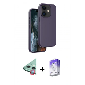 MARSİLYAN™- iPhone 11 Kılıf Kıvılcım Çizgi Serisi - Siyah Bilvis 5in1 3D Magic Cam Ekran Koruyucu + Raze Metal Kamera Lens - KI