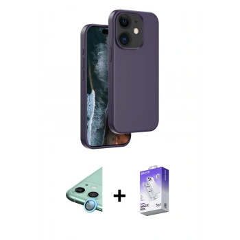 MARSİLYAN™- iPhone 11 Kılıf Kıvılcım Çizgi Serisi - Siyah Bilvis 5in1 3D Magic Cam Ekran Koruyucu + Raze Metal Kamera Lens - MI