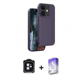 MARSİLYAN™- iPhone 11 Kılıf Kıvılcım Çizgi Serisi - Siyah Bilvis 5in1 3D Magic Cam Ekran Koruyucu + PVD Metal Kamera Lens - SH