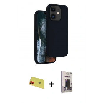 MARSİLYAN™- iPhone 11 Kılıf Kıvılcım Çizgi Serisi - Siyah Bilvis Hayalet Cam Ekran Koruyucu + Rainbow Kamera Lens Koruma Cam - KI