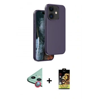 MARSİLYAN™- iPhone 11 Kılıf Kıvılcım Çizgi Serisi - Siyah Buffer Cam Ekran Koruyucu + Raze Metal Kamera Lens - KI