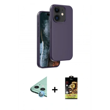 MARSİLYAN™- iPhone 11 Kılıf Kıvılcım Çizgi Serisi - Siyah Buffer Cam Ekran Koruyucu + Raze Metal Kamera Lens - MI