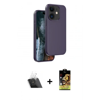 MARSİLYAN™- iPhone 11 Kılıf Kıvılcım Çizgi Serisi - Siyah Buffer Cam Ekran Koruyucu + Kamera Lens Koruma Cam - SF