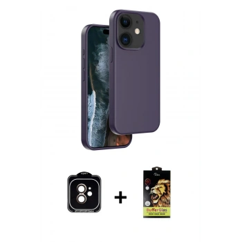 MARSİLYAN™- iPhone 11 Kılıf Kıvılcım Çizgi Serisi - Siyah Buffer Cam Ekran Koruyucu + PVD Metal Kamera Lens - TU