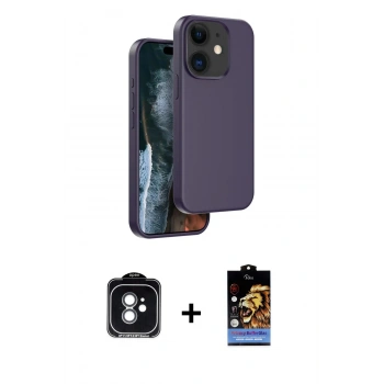 MARSİLYAN™- iPhone 11 Kılıf Kıvılcım Çizgi Serisi - Siyah Buffer Hayalet Cam Ekran Koruyucu + PVD Metal Kamera Lens - YL