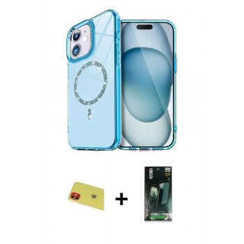 MARSİLYAN™- iPhone 11 Kılıf Kıvılcım Form Prime - Şeffaf 360 Full Body Arka Koruyucu + Rainbow Kamera Lens Koruma Cam - KI