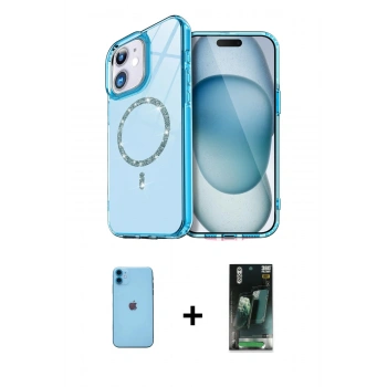 MARSİLYAN™- iPhone 11 Kılıf Kıvılcım Form Prime - Şeffaf 360 Full Body Arka Koruyucu + Neon Fosforlu Kamera Lens - MI