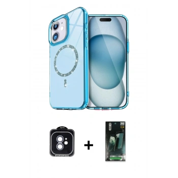 MARSİLYAN™- iPhone 11 Kılıf Kıvılcım Form Prime - Şeffaf 360 Full Body Arka Koruyucu + PVD Metal Kamera Lens - MI