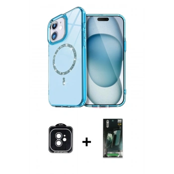 MARSİLYAN™- iPhone 11 Kılıf Kıvılcım Form Prime - Şeffaf 360 Full Body Arka Koruyucu + PVD Metal Kamera Lens - SH