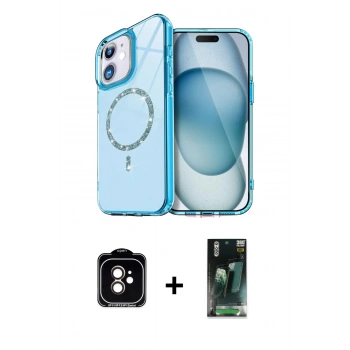 MARSİLYAN™- iPhone 11 Kılıf Kıvılcım Form Prime - Şeffaf 360 Full Body Arka Koruyucu + PVD Metal Kamera Lens - TU