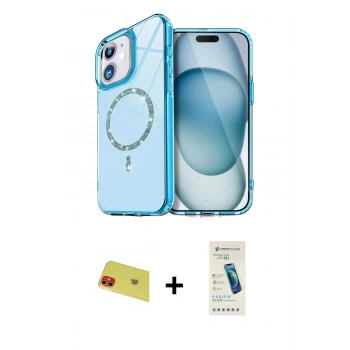 MARSİLYAN™- iPhone 11 Kılıf Kıvılcım Form Prime - Şeffaf Pasifik Cam Ekran Koruyucu + Rainbow Kamera Lens Koruma Cam - KI