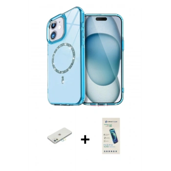 MARSİLYAN™- iPhone 11 Kılıf Kıvılcım Form Prime - Şeffaf Pasifik Cam Ekran Koruyucu + Renkli Kamera Lens Koruma Cam - SI